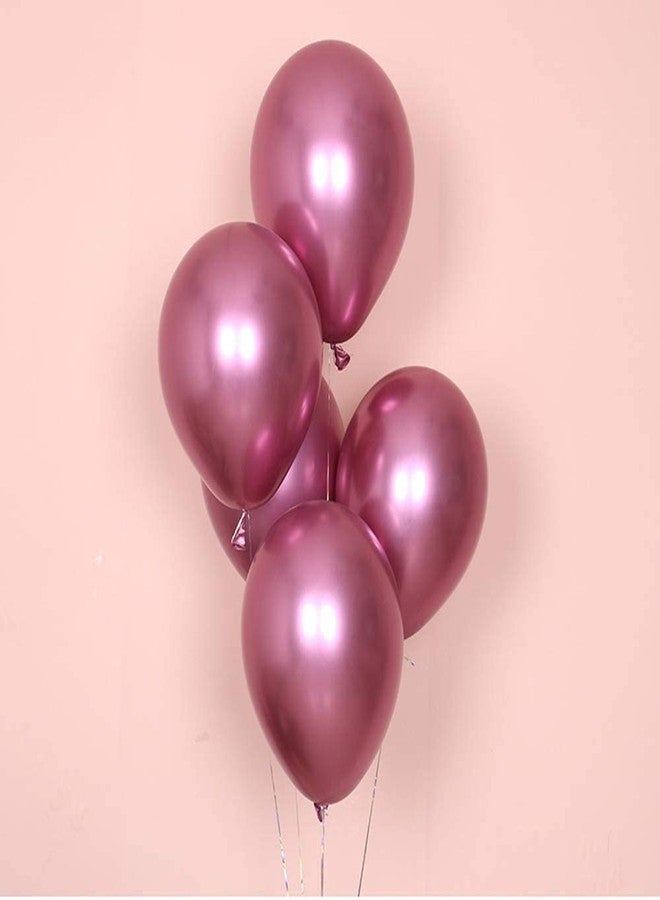 FI - FLICK IN Latex 50 Pcs Rose Pink Chrome Balloons for Birthday Anniversary Party Girl Theme Metallic Latex Balloons Shiny & Sturdy Balloon Wedding Party Occasion (Pack of 50, Rose Pink) - Image 5